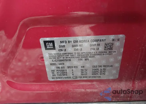 2019 Buick Encore Fwd Sport Touring from USA, damaged, VIN KL4CJ1SB8KB704186